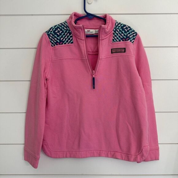Vineyard Vines Girls Pullover Sweatshirt Size Medium Pink 1/4 Zip Martha’s - Picture 1 of 4